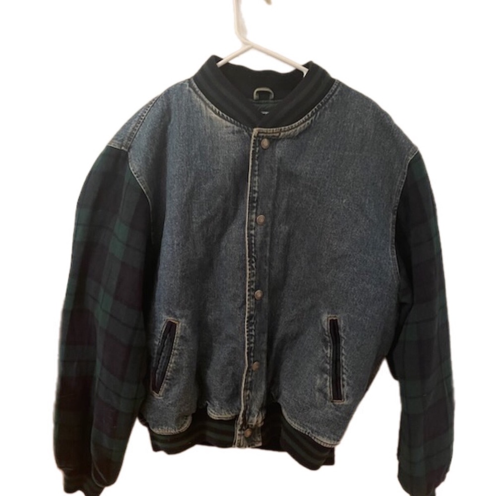 Authentic Gap / Oversized Denim Jacket / Flannel Sleeves / Warm / Vintage / XL